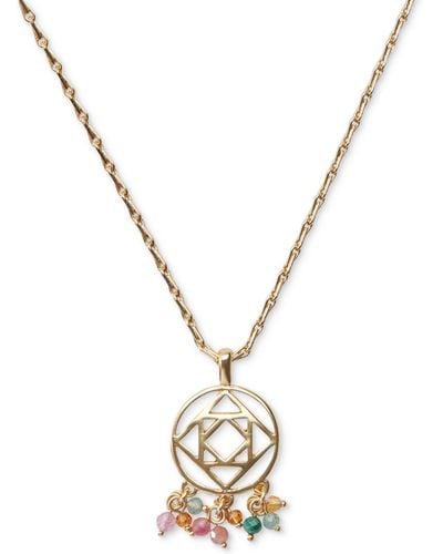 Lucky Brand Tone Openwork Beaded Charm Pendant Necklace - Metallic