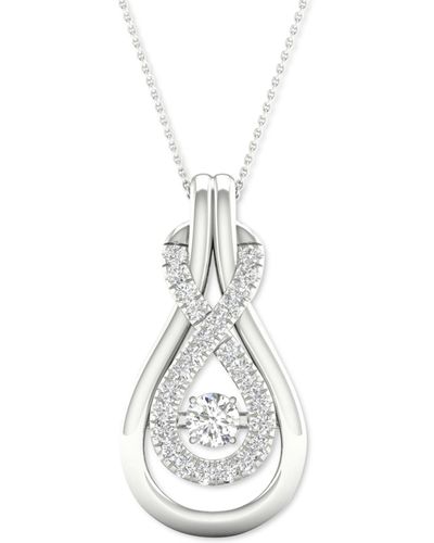 Twinkling Diamond Star Diamond Infinity Teardrop 18" Pendant Necklace (1/5 Ct. T.w. - White