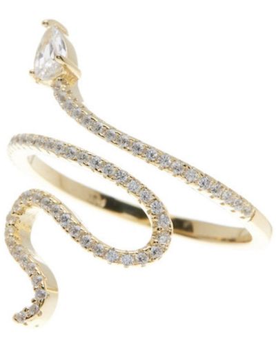 Adornia 14k Plated Crystal Snake Ring - Metallic
