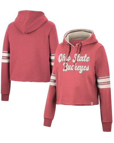 Colosseum Athletics Ohio State Buckeyes Retro Cropped Pullover Hoodie - Red