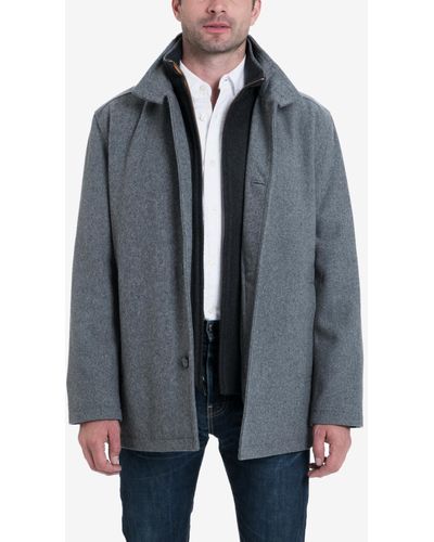 London Fog Wool-blend Layered Car Coat - Gray