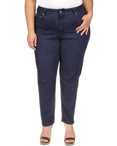 Michael Kors Michael Plus Size Selma High Rise Skinny-leg Jeans - Blue