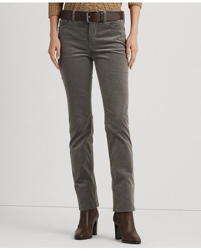 Lauren by Ralph Lauren Stretch Corduroy Mid-rise Straight Pants - Gray