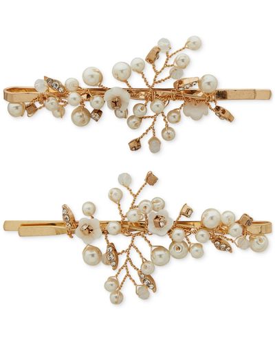 Lonna & Lilly 2-pc. Gold-tone Pave & Imitation Pearl Flower Bobby Pin Set - White