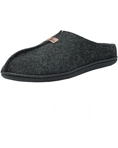 Alpine Swiss Felt Faux Wool Clog Slippers Comfortable Cushion House Shoes - Black