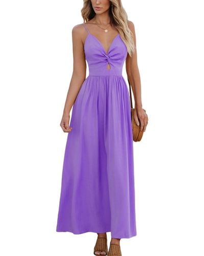 CUPSHE Front Twist & Keyhole Maxi Beach Dress - Purple