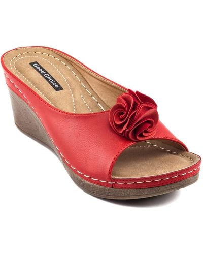 Gc Shoes Sydney Rosette Wedge Sandals - Red