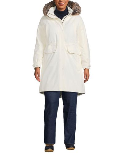 Lands' End Plus Size Expedition Down Waterproof Winter Parka - White