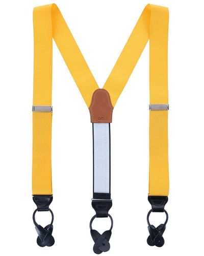 Trafalgar Phoenix 38mm Grosgrain Non Stretch Ribbon Button End Suspenders - Yellow