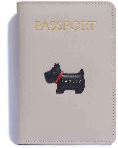 Radley Heritage Dog Outline Leather Passport Cover - Gray