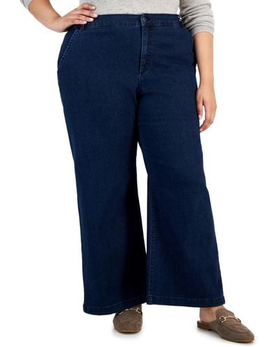Style & Co. Plus Size Wide-leg High-rise Jeans - Blue