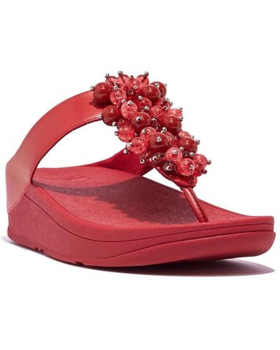 Fitflop Fino Bauble-bead Toe-post Sandals - Red
