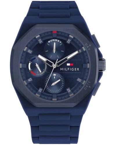 Tommy Hilfiger Multifunction Silicone Watch 44mm - Blue