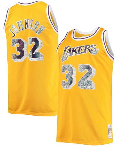 Mitchell & Ness Magic Johnson Los Angeles Lakers Big And Tall 1984-85 Nba 75th Anniversary Diamond Swingman Jersey - Metallic