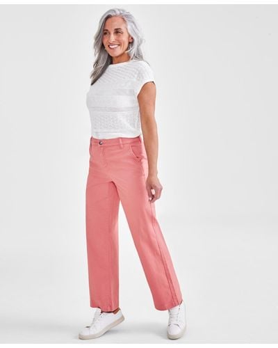 Style & Co. Petite High-rise Wide-leg Jeans - Pink