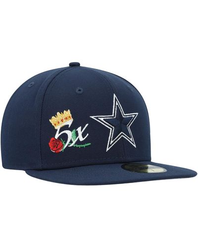KTZ Dallas Cowboys Crown 5x Super Bowl Champions 59fifty Fitted Hat - Blue