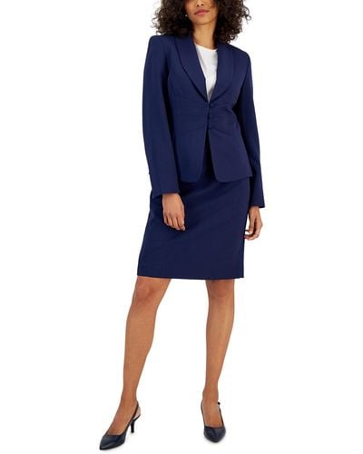 Le Suit Shawl-collar Slim Skirt Suit - Blue