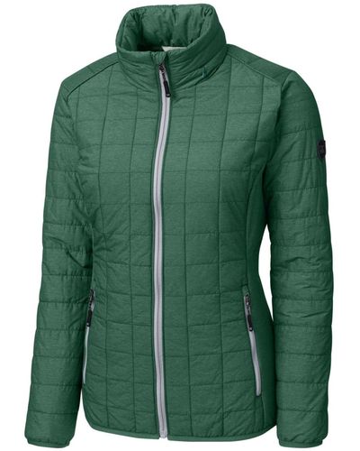 Cutter & Buck Plus Size Rainier Primaloft Eco Insulated Full Zip Puffer Jacket - Green