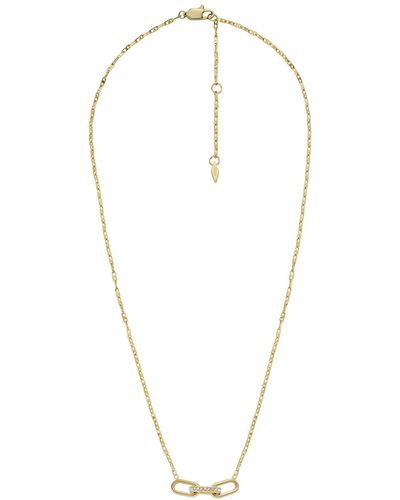 Fossil Heritage D-link -tone Stainless Steel Chain Necklace - Metallic