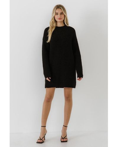 English Factory Long-sleeved Sweater Dress - Black