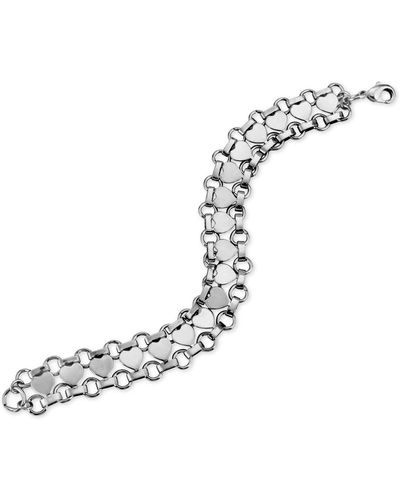 2028 Silver Tone Heart Link Bracelet - Metallic