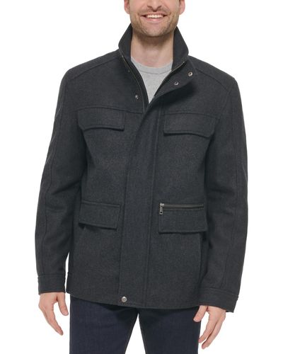 Cole Haan Melton Wool Multi-pocket Field Coat - Black