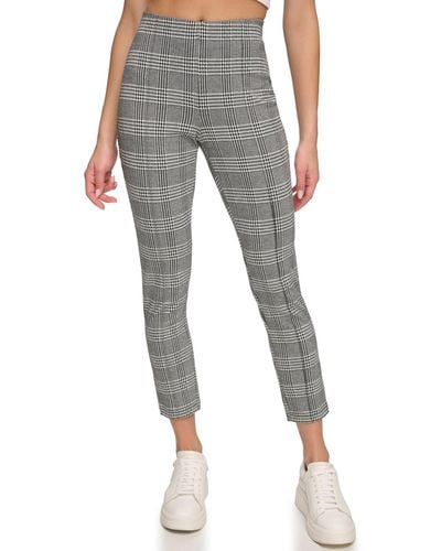 Marc New York Andrew Marc Sport Glen Plaid Pintucked Pull-on Ankle Pants - Gray