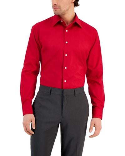 Club Room Regular Fit Solid Dress Shirt - Red