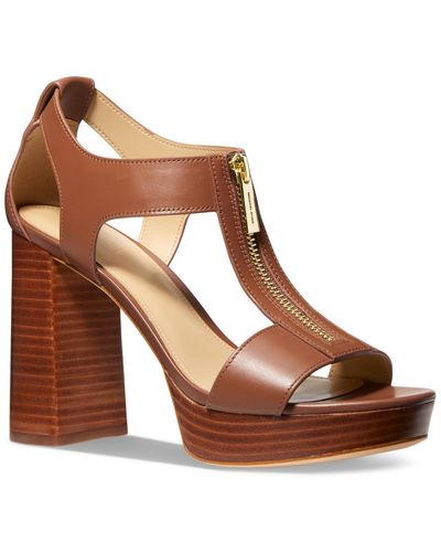 MICHAEL Michael Kors Berkley Leather T-strap Sandals - Brown