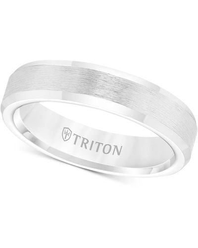 Triton Men's White Tungsten Carbide Ring, Wedding Band (5mm) - Metallic