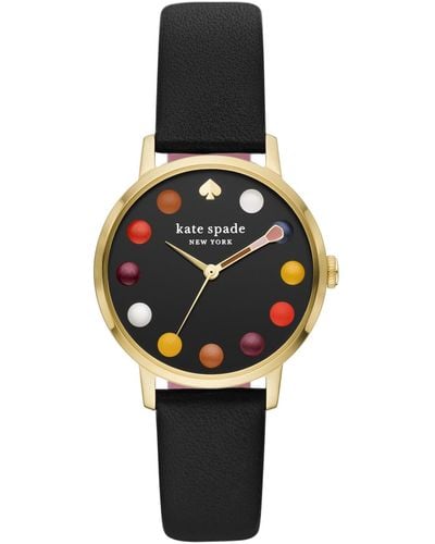 Kate Spade Metro Three-hand Leather Strap Watch - Black
