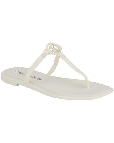 Calvin Klein Edhen Open-toe Jelly Thong Sandals - White