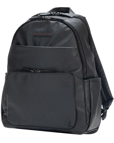Kenneth Cole Double Compartment Faux Leather 15" Laptop Fashion Backpack - Black