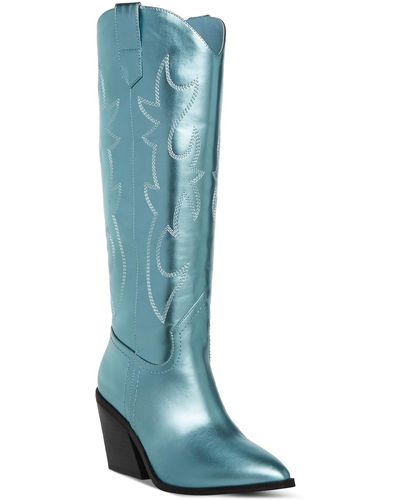 Madden Girl Arizona Knee High Cowboy Boots - Blue