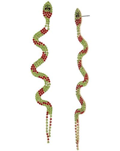 Betsey Johnson Faux Stone Christmas Snake Linear Earrings - Metallic