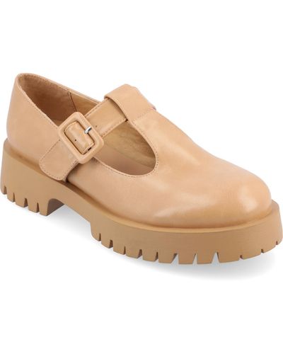 Journee Collection Suvi Treaded Sole Mary Jane Flats - Natural