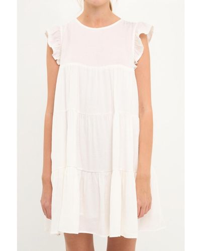 English Factory Ruffled Tiered Dress - White