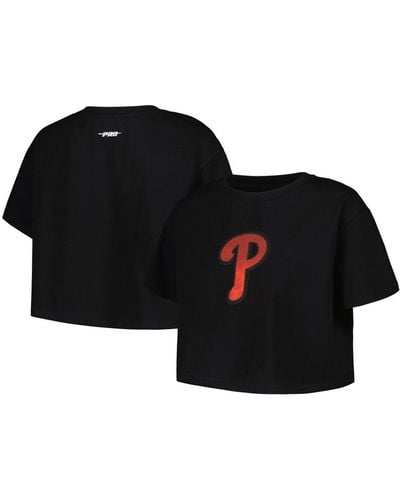 Pro Standard Philadelphia Phillies Painted Sky Boxy Cropped T-shirt - Black