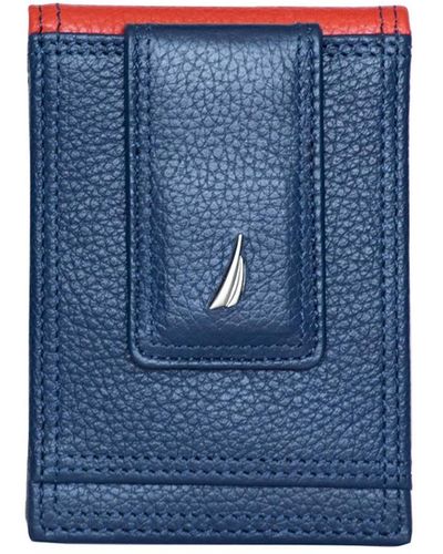 Nautica Front Pocket Leather Wallet - Blue