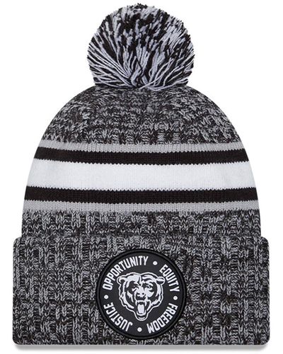 KTZ Chicago Bears 2023 Inspire Change Cuffed Knit Hat With Pom - Gray