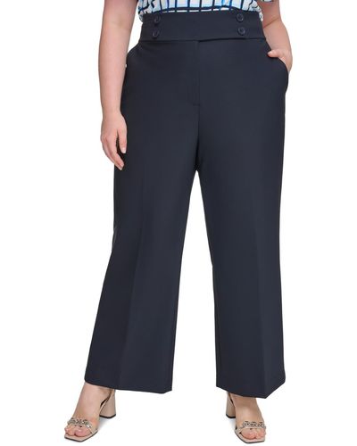 Calvin Klein Plus Size Scuba-crepe Wide-leg Pants - Blue