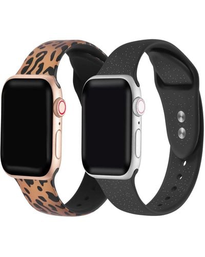 The Posh Tech And Rose Gold Tone Cheetah And Black Glitter 2 Piece Silicone Band For Apple Watch 38mm