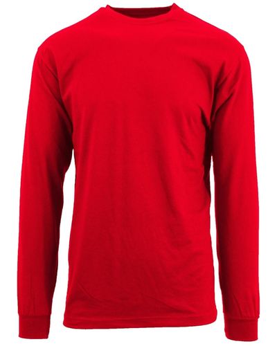 Galaxy By Harvic Egyptian Cotton-blend Long Sleeve Crew Neck Tee - Red