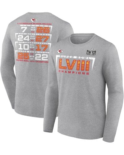 Fanatics Kansas City Chiefs Super Bowl Lviii Champions Counting Points Score Long Sleeve T-shirt - Gray