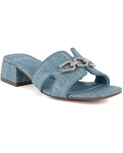 Jones New York Unsa Block Heel Slide Sandals - Blue