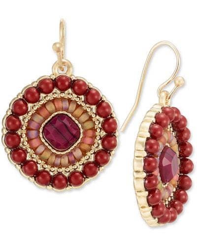 Style & Co. Mixed Stone Beaded Circle Drop Earrings - Red