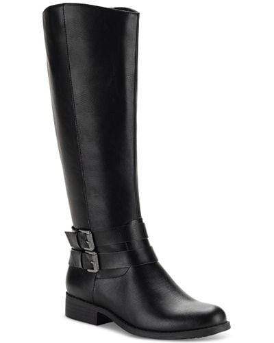 Style & Co. Maliaa Buckled Riding Boots - Black