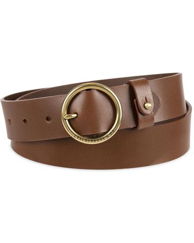 Levi's Circular Center Bar Buckle Leather Belt - Brown
