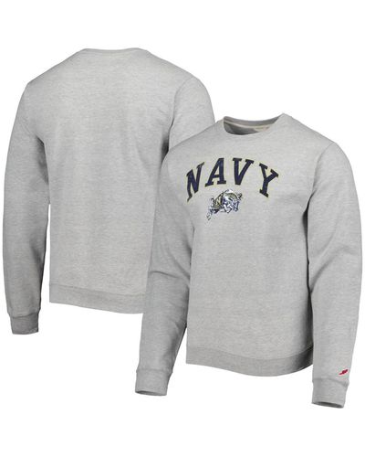 League Collegiate Wear Navy Midshipmen 1965 Arch Essential Lightweight Pullover Sweatshirt - Gray