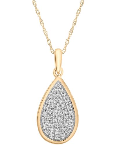 Macy's Diamond Pave Teardrop 18" Pendant Necklace (1/6 Ct. T.w. - Metallic